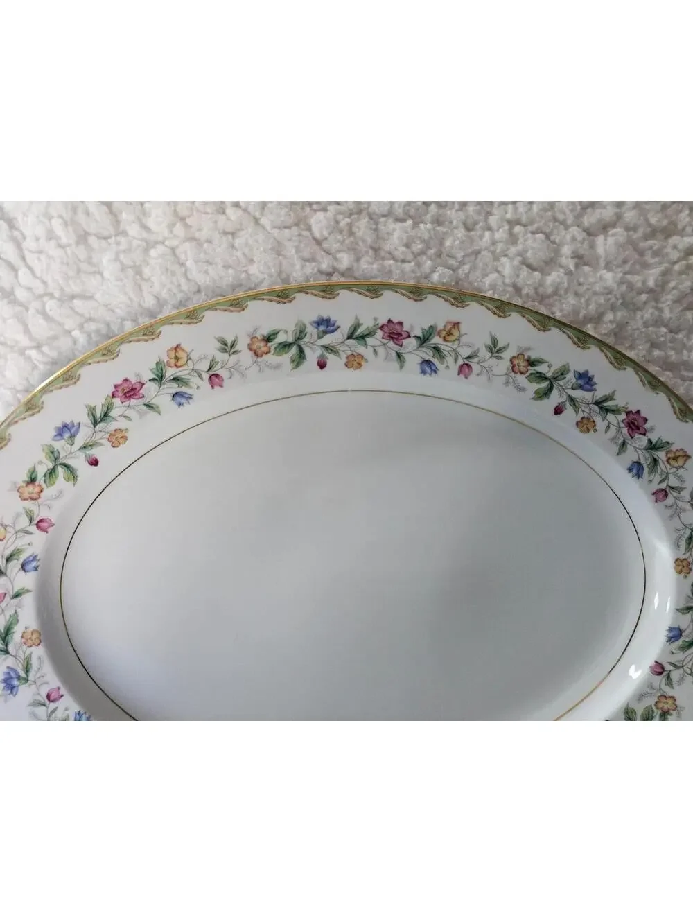 Vintage Noritake Elmhurst Platter Oval Floral Ceramic Porcelain Gold Trim 16.5" - Picture 11 of 13